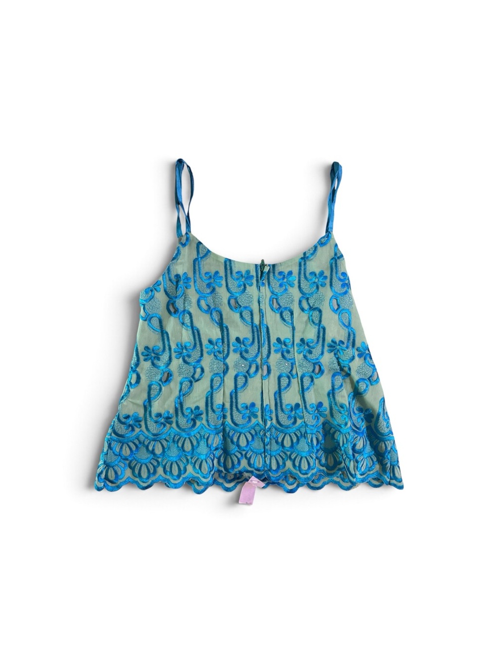 Blue Lace Zip-Front Cami | Swing Crop | XS–S
